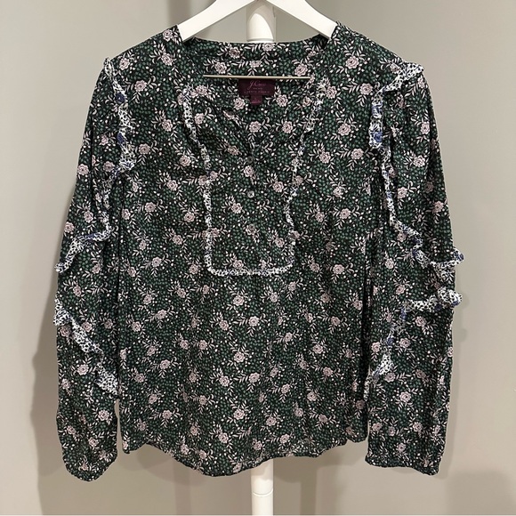 J. Crew Tops - Jcrew x Liberty London Ruffle Long Sleeve Bib Collar Blouse